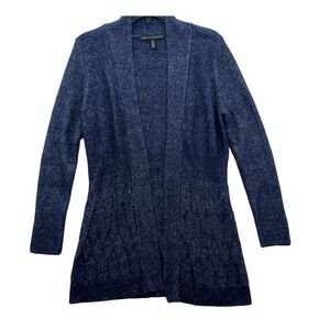 White House Black Market Women's Wool Longline Cardigan‎ Sweater Blue Size MP
